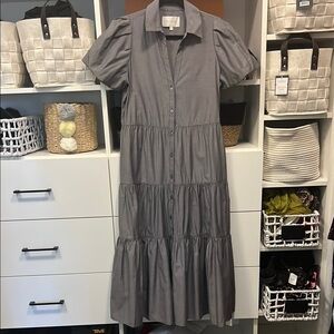 Brochu Walker Charcoal Tiered Midi Dress